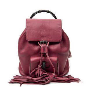 Gucci Bamboo Backpack Tassel Pink Grain Calfskin Leather